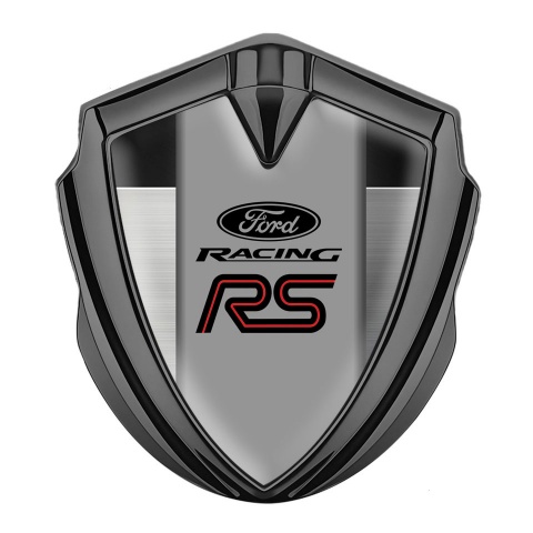 Ford RS Emblem Fender Badge Graphite Brushed Aluminum Racing Edition