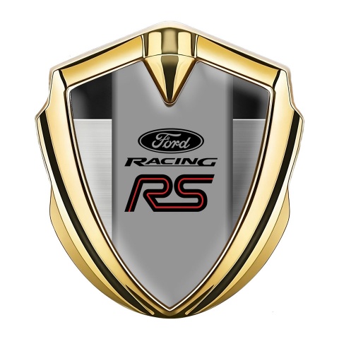 Ford RS Emblem Fender Badge Gold Brushed Aluminum Racing Edition