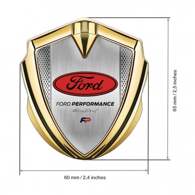 Ford Emblem Trunk Badge Gold Metal Mesh Red Performance Edition