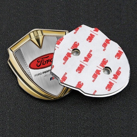 Ford Emblem Trunk Badge Gold Metal Mesh Red Performance Edition