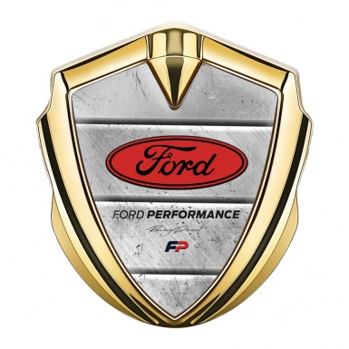 Ford Emblem Self Adhesive Gold Stone Slab Texture Red Oval Design