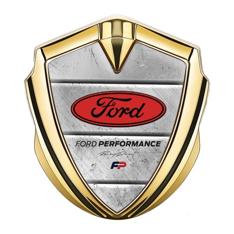 Ford Emblem Self Adhesive Gold Stone Slab Texture Red Oval Design