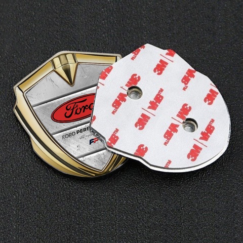 Ford Emblem Self Adhesive Gold Stone Slab Texture Red Oval Design
