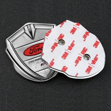 Ford Emblem Self Adhesive Silver Stone Slab Texture Red Oval Design