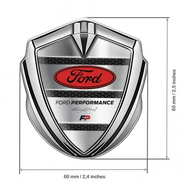 Ford Bodyside Emblem Badge Silver Grey Hex Red Elliptic Logo Design