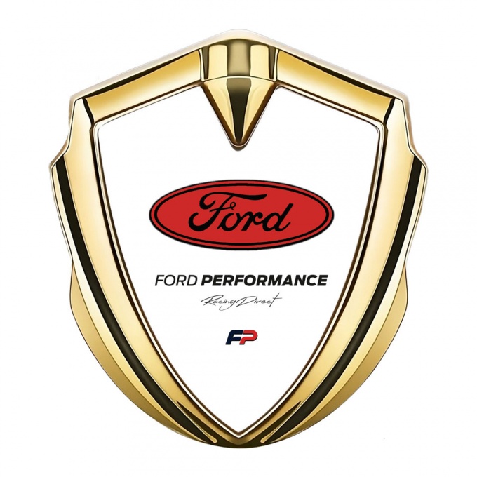 Ford Trunk Emblem Badge Gold White Palette Big Oval Logo Design