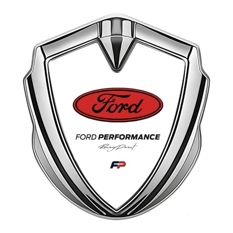 Ford Trunk Emblem Badge Silver White Palette Big Oval Logo Design