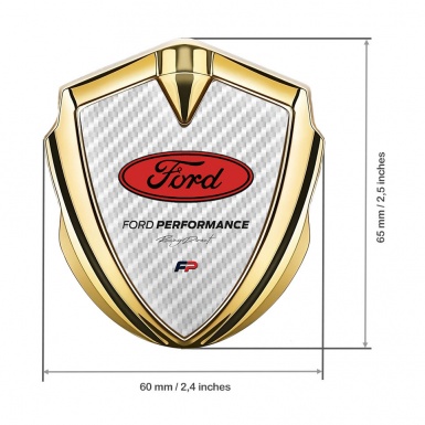Ford Bodyside Emblem Self Adhesive Gold White Carbon Texture Design