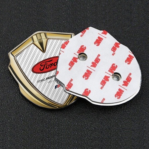Ford Bodyside Emblem Self Adhesive Gold White Carbon Texture Design