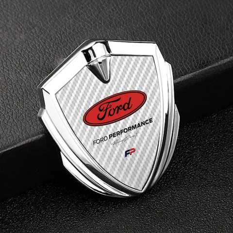 Ford Bodyside Emblem Self Adhesive Silver White Carbon Texture Design