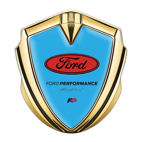 Ford Metal Emblem Self Adhesive Gold Sky Blue Base Performance Design