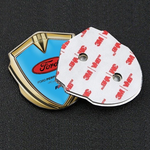 Ford Metal Emblem Self Adhesive Gold Sky Blue Base Performance Design