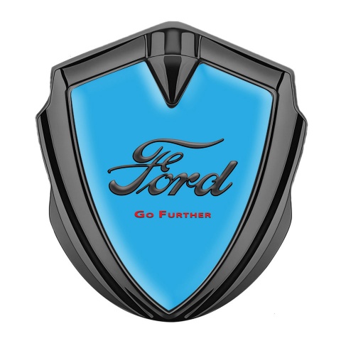 Ford Metal 3D Domed Emblem Graphite Round Logo Go Further Edition