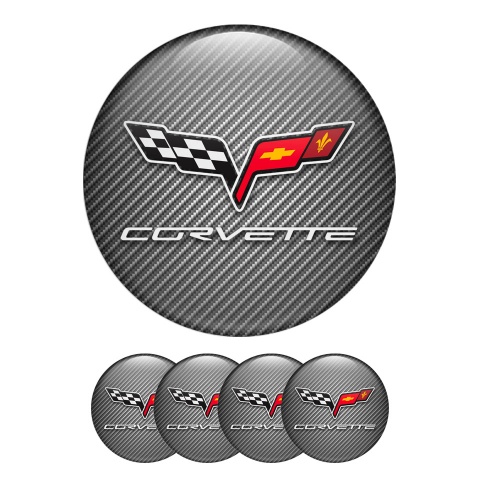 Chevrolet Corvette Silicone Stickers Wheel Center Cap Black Carbon Edition