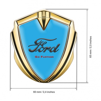 Ford Metal 3D Domed Emblem Gold Round Logo Go Further Edition