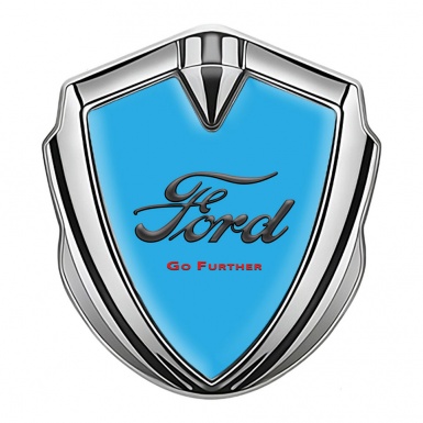 Ford Metal 3D Domed Emblem Silver Round Logo Go Further Edition