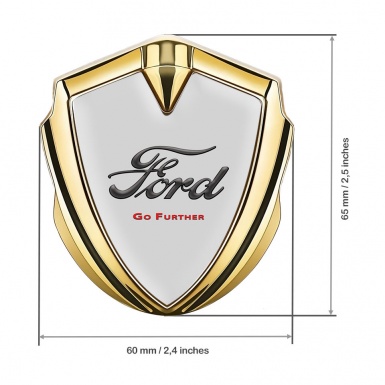 Ford Emblem Badge Self Adhesive Gold Grey Base Vintage Logo Edition