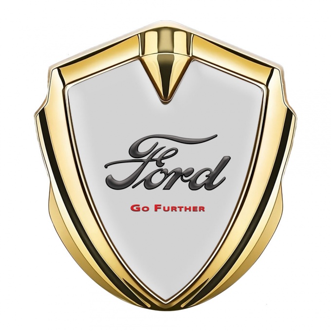 Ford Emblem Badge Self Adhesive Gold Grey Base Vintage Logo Edition