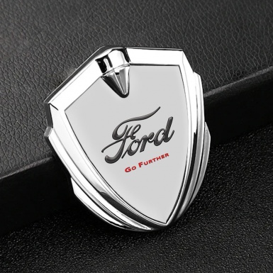 Ford Emblem Badge Self Adhesive Silver Grey Base Vintage Logo Edition