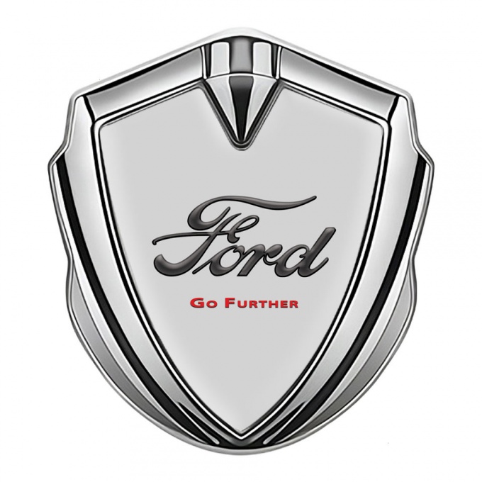 Ford Emblem Badge Self Adhesive Silver Grey Base Vintage Logo Edition