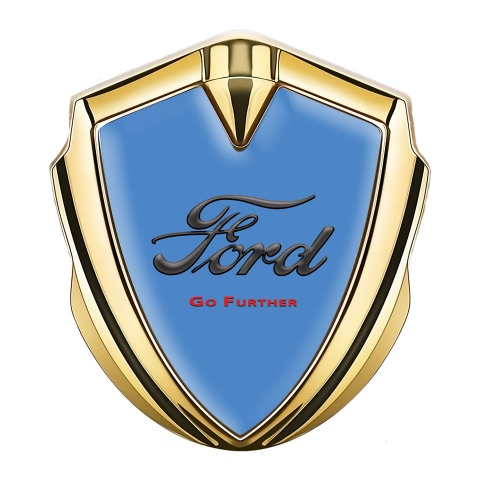 Ford Fender Emblem Badge Gold Glacial Blue Dark Classic Logo Design
