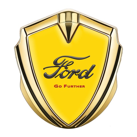 Ford Emblem Trunk Badge Gold Yellow Background Dark Vintage Edition