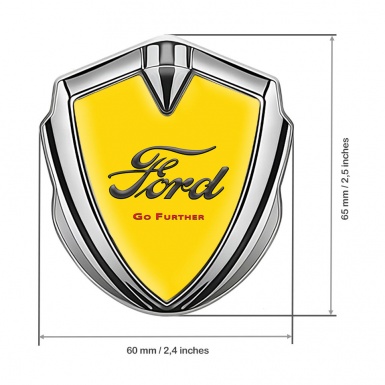 Ford Emblem Trunk Badge Silver Yellow Background Dark Vintage Edition