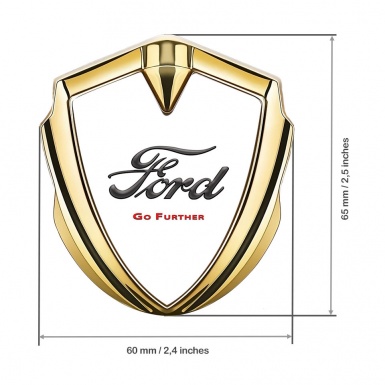 Ford Emblem Self Adhesive Gold White Background Go Further Slogan