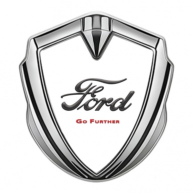 Ford Emblem Self Adhesive Silver White Background Go Further Slogan
