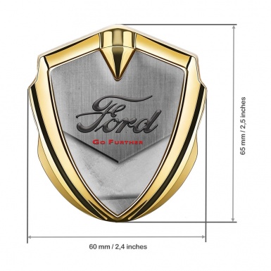 Ford Trunk Emblem Badge Gold Stone Surface Texture Classic Slogan