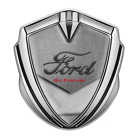 Ford Trunk Emblem Badge Silver Stone Surface Texture Classic Slogan