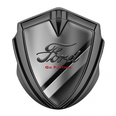 Ford Emblem Car Badge Graphite Polished Metal Texture Classic Slogan Logo