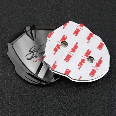 Ford Emblem Car Badge Graphite Polished Metal Texture Classic Slogan Logo