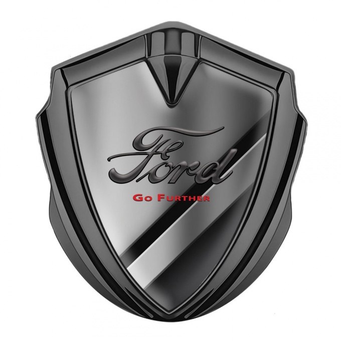 Ford Emblem Car Badge Graphite Polished Metal Texture Classic Slogan Logo
