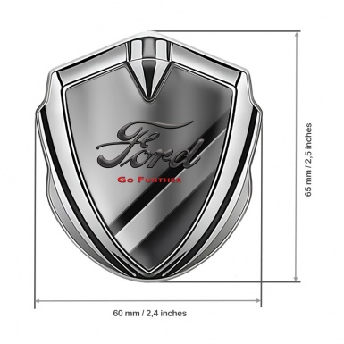 Ford Emblem Car Badge Silver Polished Metal Texture Classic Slogan Logo