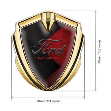 Ford Bodyside Domed Emblem Gold Red Charcoal Panels Vintage Logo