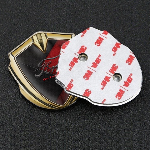 Ford Bodyside Domed Emblem Gold Red Charcoal Panels Vintage Logo