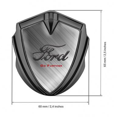 Ford Metal Emblem Self Adhesive Graphite Brushed Aluminum Go Further Slogan