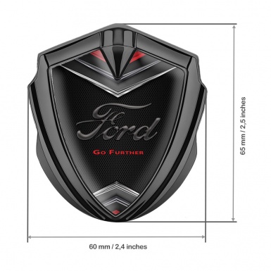 Ford Metal 3D Domed Emblem Graphite Dark Mesh Chrome Crest Design