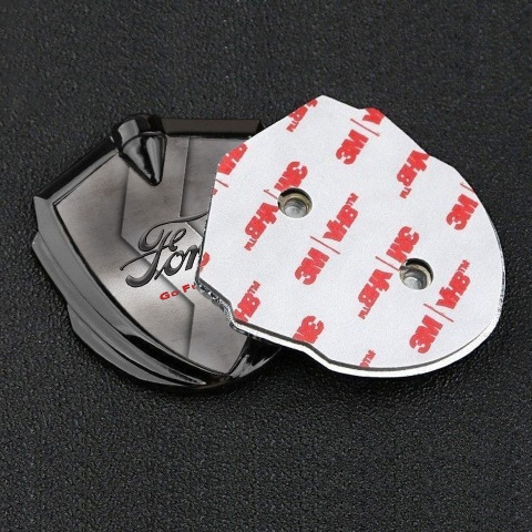Ford Bodyside Badge Self Adhesive Graphite Steel Curved Texture Edition