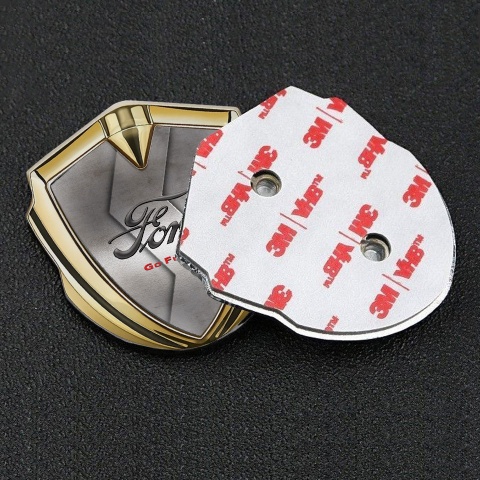 Ford Bodyside Badge Self Adhesive Gold Steel Curved Texture Edition