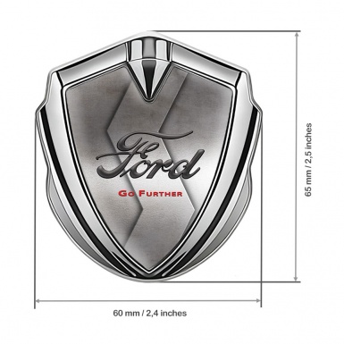Ford Bodyside Badge Self Adhesive Silver Steel Curved Texture Edition