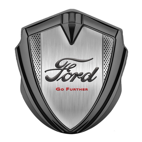 Ford Emblem Badge Self Adhesive Graphite Metallic Mesh Go Further Slogan