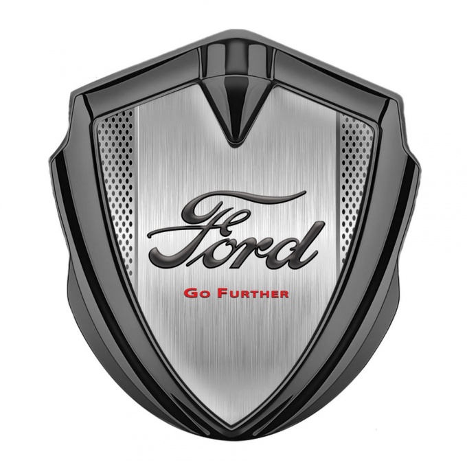 Ford Emblem Badge Self Adhesive Graphite Metallic Mesh Go Further Slogan