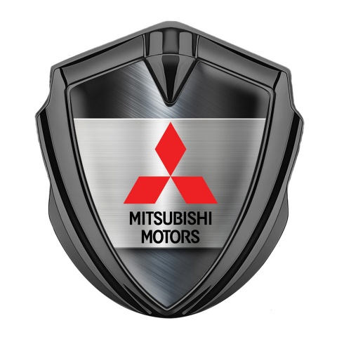 Mitsubishi Bodyside Emblem Badge Graphite Brushed Metal Classic Red Logo