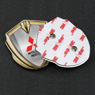 Mitsubishi Trunk Emblem Badge Gold Light Metal Mesh Classic Design