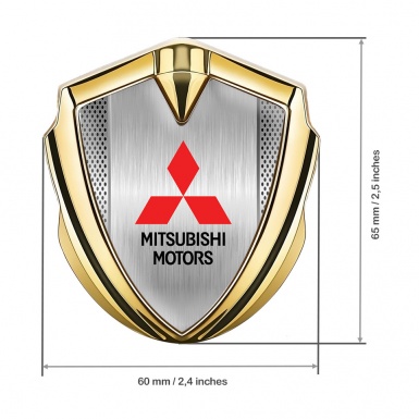 Mitsubishi Trunk Emblem Badge Gold Light Metal Mesh Classic Design