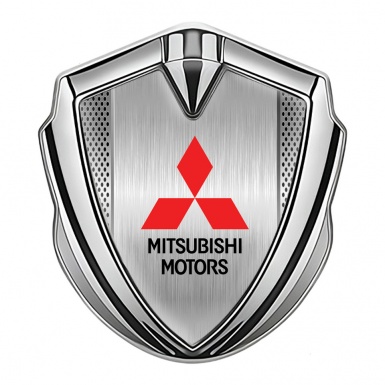 Mitsubishi Trunk Emblem Badge Silver Light Metal Mesh Classic Design