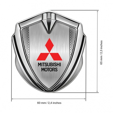 Mitsubishi Trunk Emblem Badge Silver Light Metal Mesh Classic Design