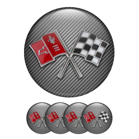 Chevrolet Corvette Silicone Stickers Wheel Center Cap Carbon Flags